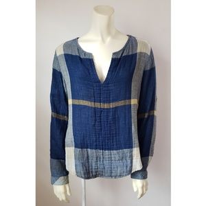 SIDE STITCH ASH & ROSE PLAID TOP